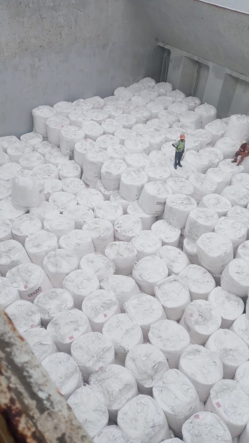 Bulk rolls arranged inside a vessel cargo hold
